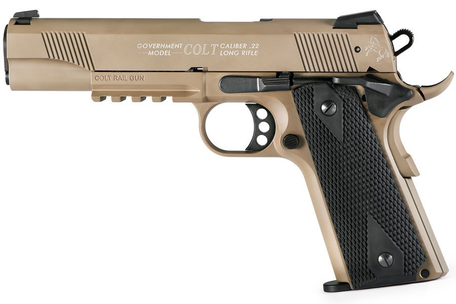 Walther Colt Government 22LR 1911 A1 Rail Gun with Flat Dark Earth (FDE) Finish Walther Colt Government 22LR 1911 A1 Rail Gun with Flat Dark Earth (FDE) Finish